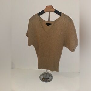 Express Gold Shimmer, Cropped Short Sleeve Shirt, Size XSmall